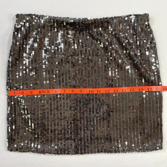 Xhilaration Charcoal Gray Sequins Mini Skirt Metallic Stretch Lined Size L - Picture 4 of 7